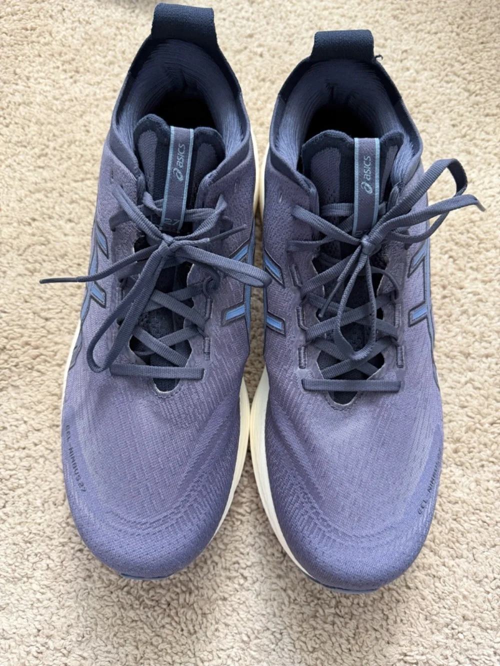 ASICS GEL Nimbus 27 Size 13 Wide Mens Navy Blue Running Sneakers 1011B956